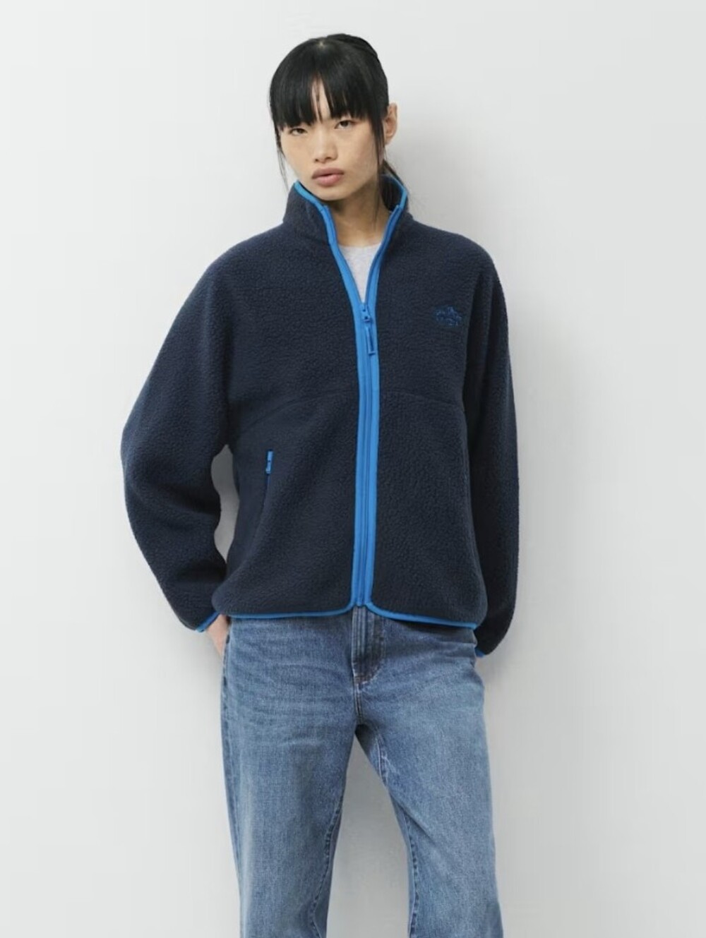 Aritzia, TNA Bigfoot Polar zip up, Jazz Blue, Small, Excellent Condition